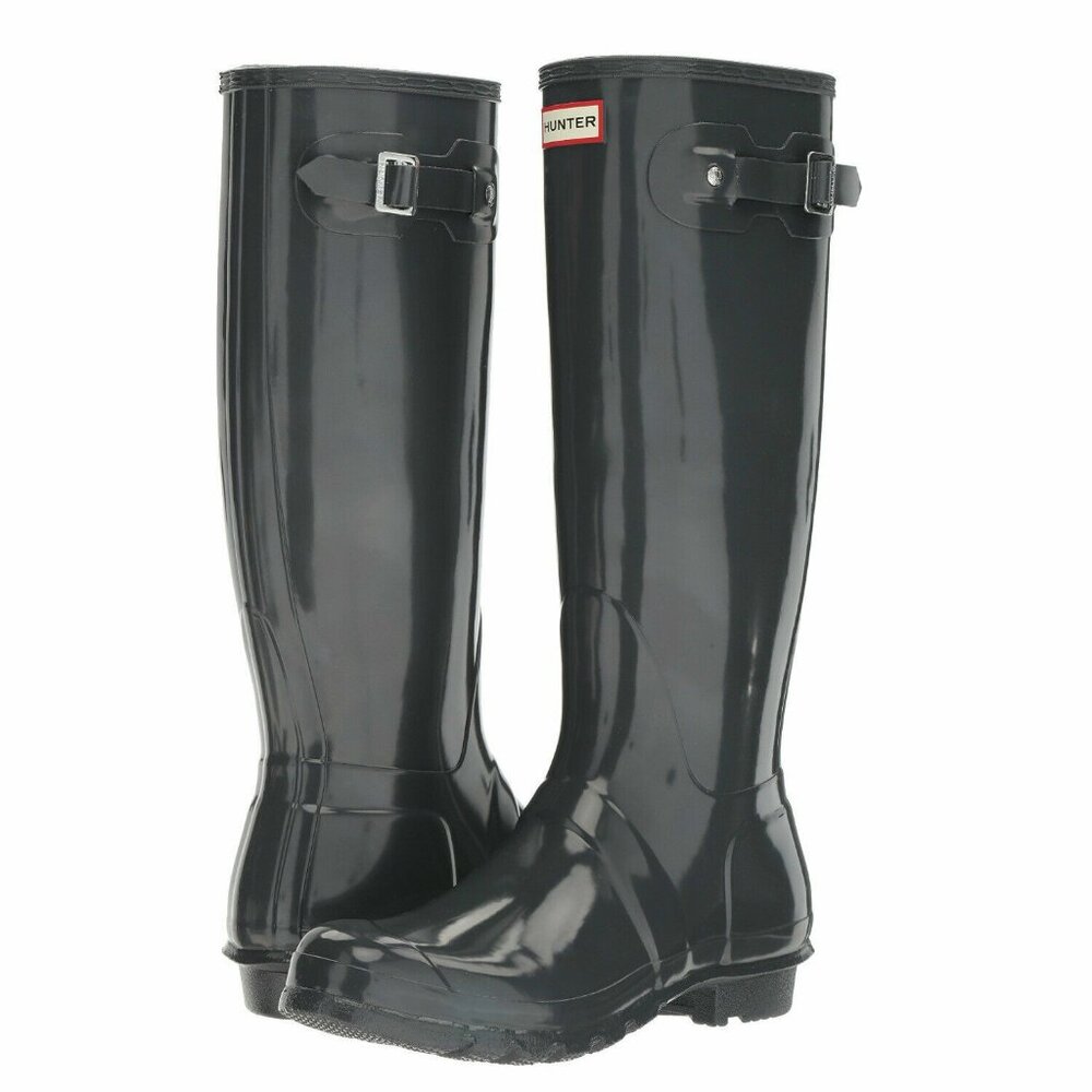 $225 Hunter Original Tall Gloss Waterproof Rain Boot Snow DARK SLATE 7